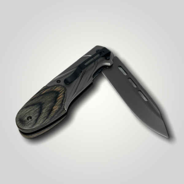 Kapesní nůž zavírací černé dřevo s vlastním textem nebo logem - 29843