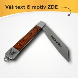 Kapesní nůž zavírací s dřevěnou rukojetí s vlastním textem nebo logem - 99780