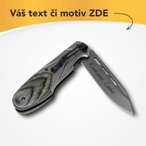 Kapesní nůž zavírací černé dřevo s vlastním textem nebo logem - 29843