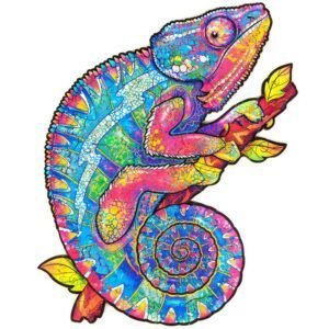 Dřevěné puzzle duhový chameleon různé velikosti - 53532