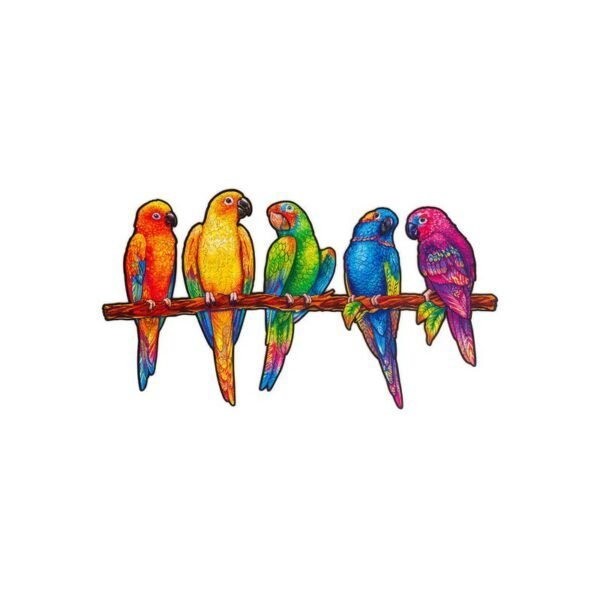 Dřevěné puzzle okouzlující papoušci různé velikosti - 52432