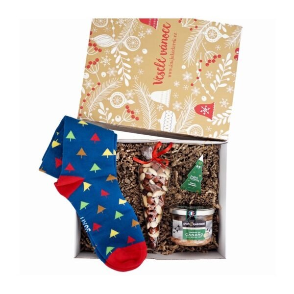 Vánoční dárková krabička s ponožkami